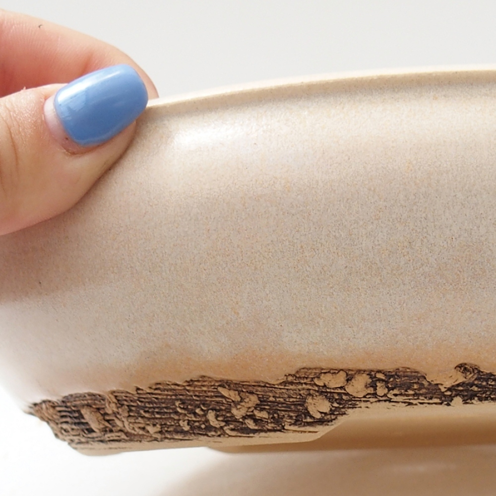Keramik-Bonsai-Schale 18 x 18 x 5 cm, Farbe beige