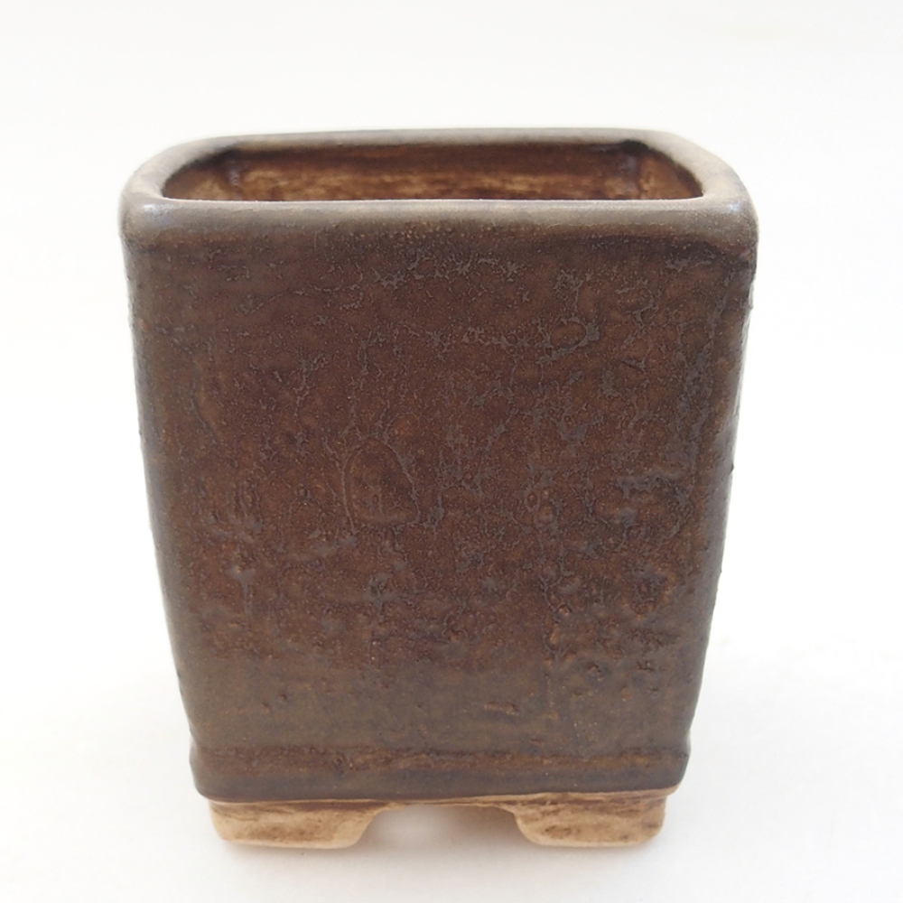 Bonsaischale aus Keramik 6,5 x 6,5 x 7 cm,  Farbe braun