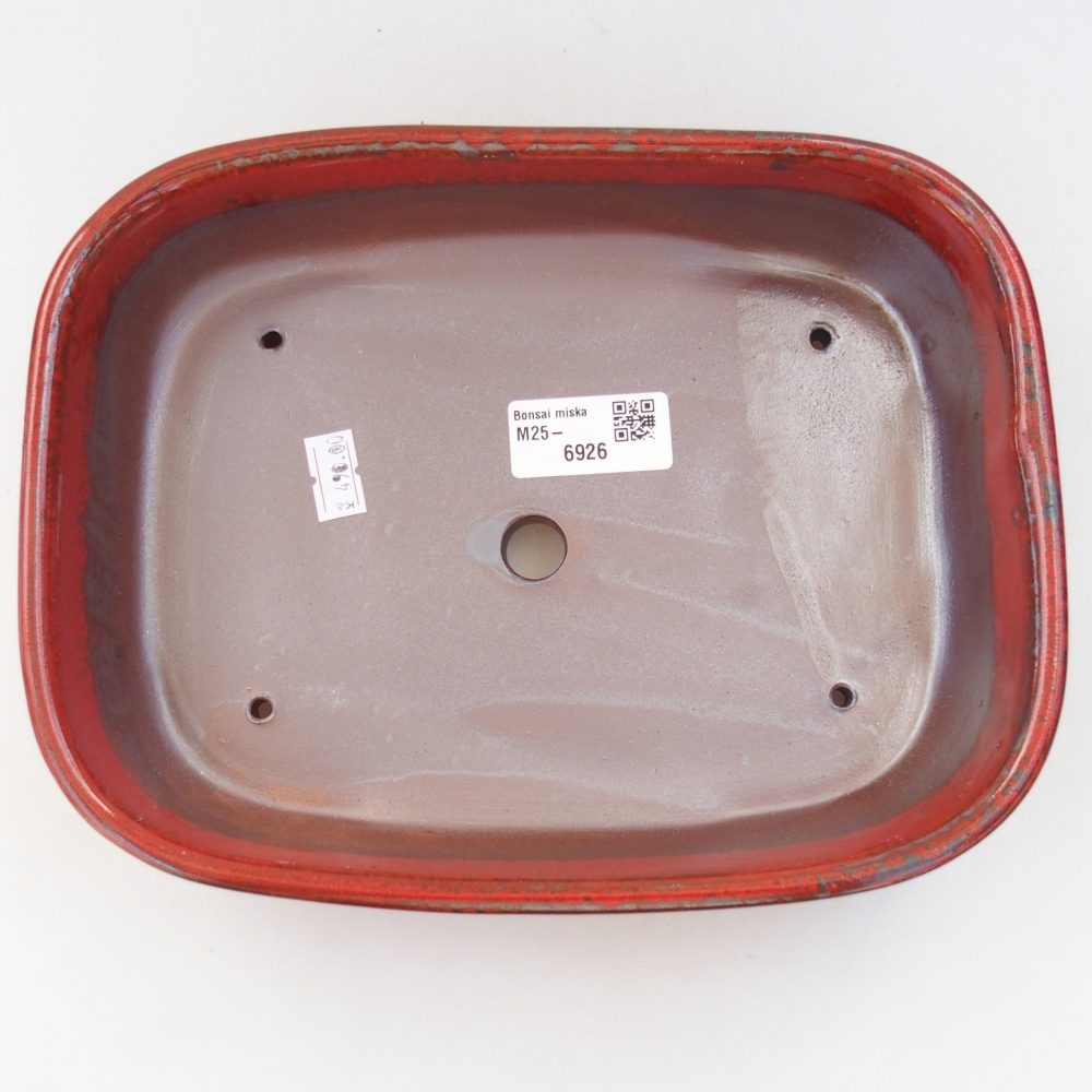 Bonsaischale aus Keramik 22,5 x 17,5 x 5,5 cm, Farbe rot