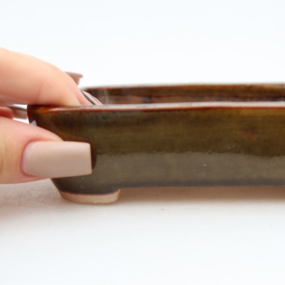Keramik-Bonsai-Schale, 12,5 x 9 x 3,5 cm, Farbe: braun
