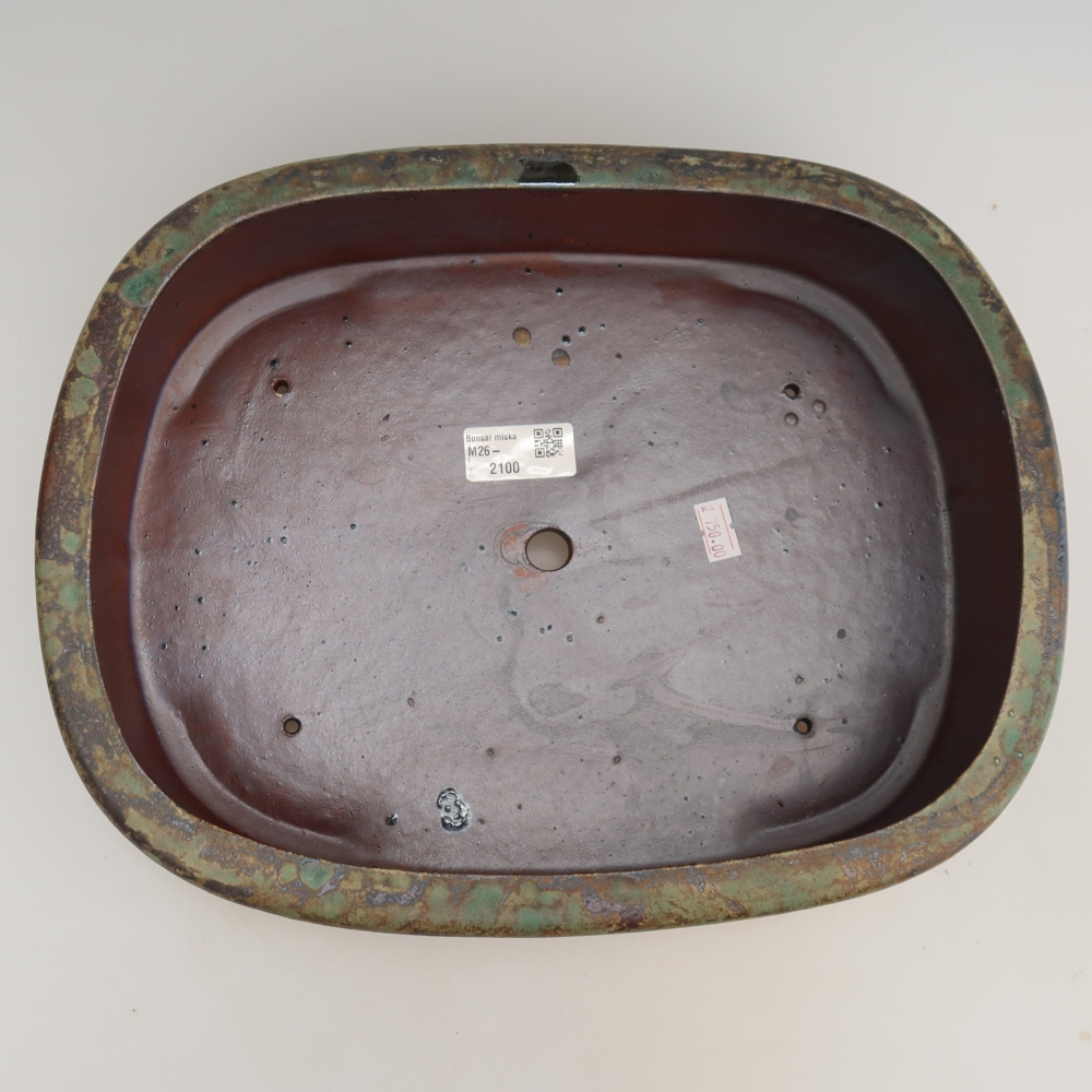 Keramik-Bonsai-Schale 31,5 x 24 x 8 cm, Farbe: braun-grün