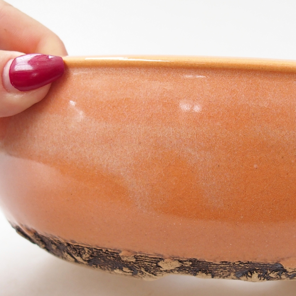 Keramik-Bonsaischale 20,5 x 20,5 x 6 cm, Farbe orange