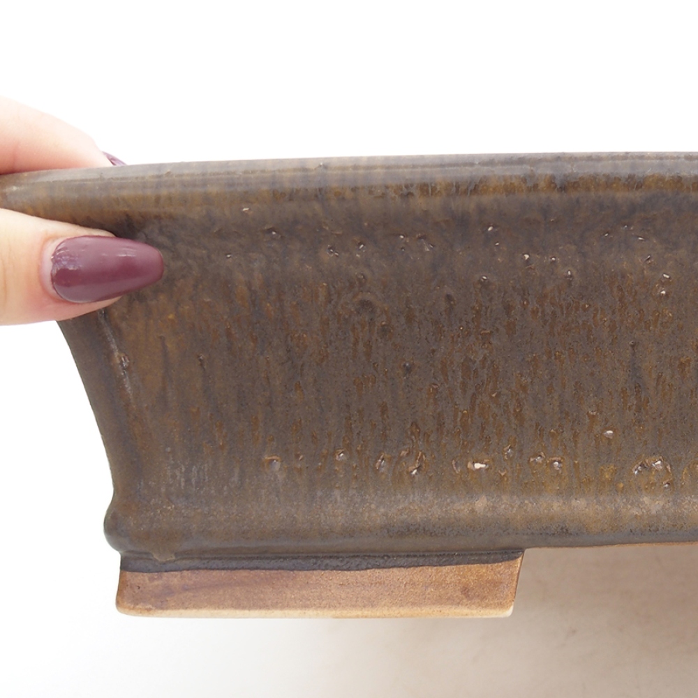 Keramik-Bonsaischale 30 x 25 x 8 cm, Farbe braun