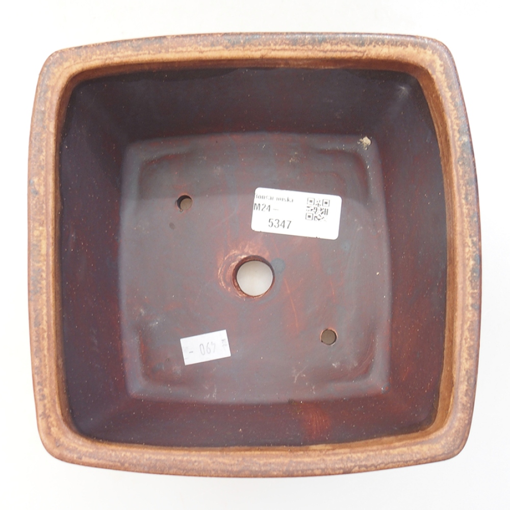 Bonsaischale aus Keramik 16 x 16 x 10 cm,  Farbe braun