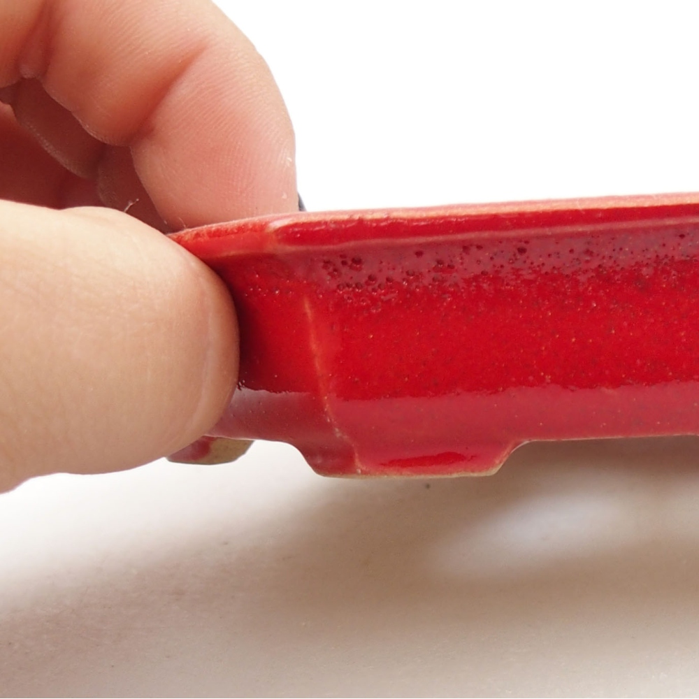 Keramik-Bonsaischale 11,5 x 11,5 x 2,5 cm, Farbe rot