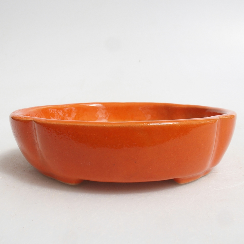 Keramik-Bonsaischale 11 x 11 x 3 cm, Farbe Orange