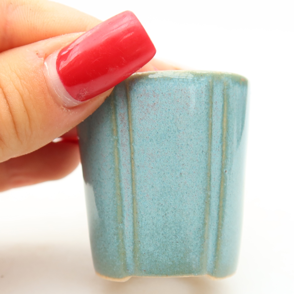 Bonsaischale aus Keramik 4 x 4 x 4,5 cm, Farbe blau