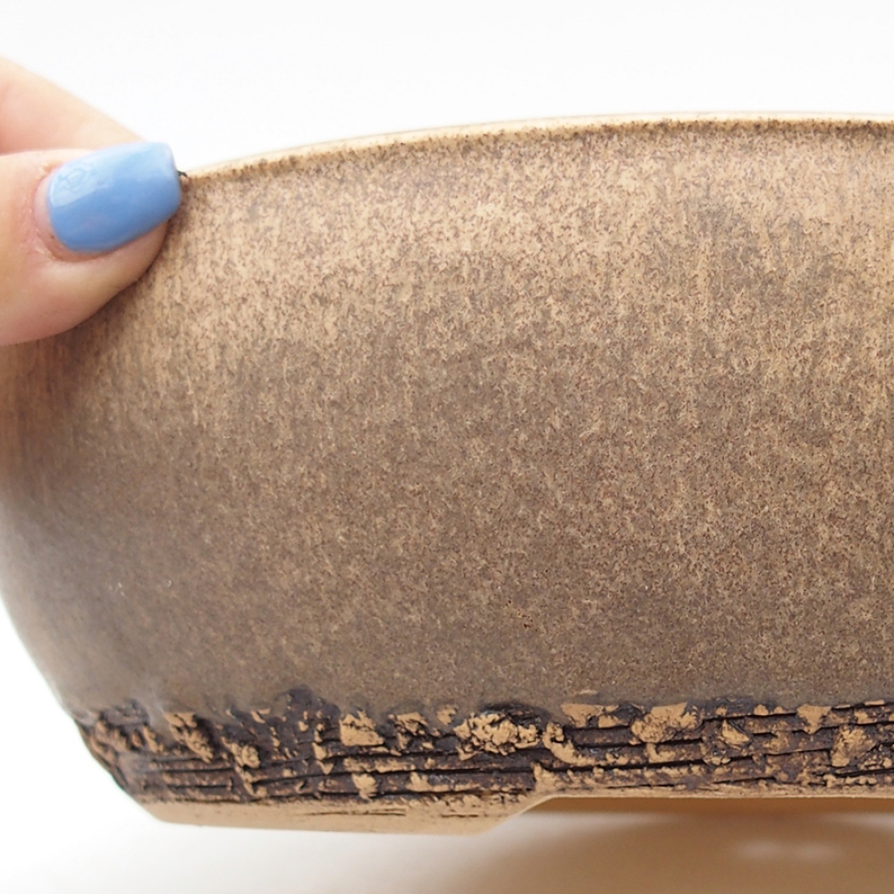 Keramik-Bonsaischale 21,5 x 21,5 x 7 cm, Farbe braun
