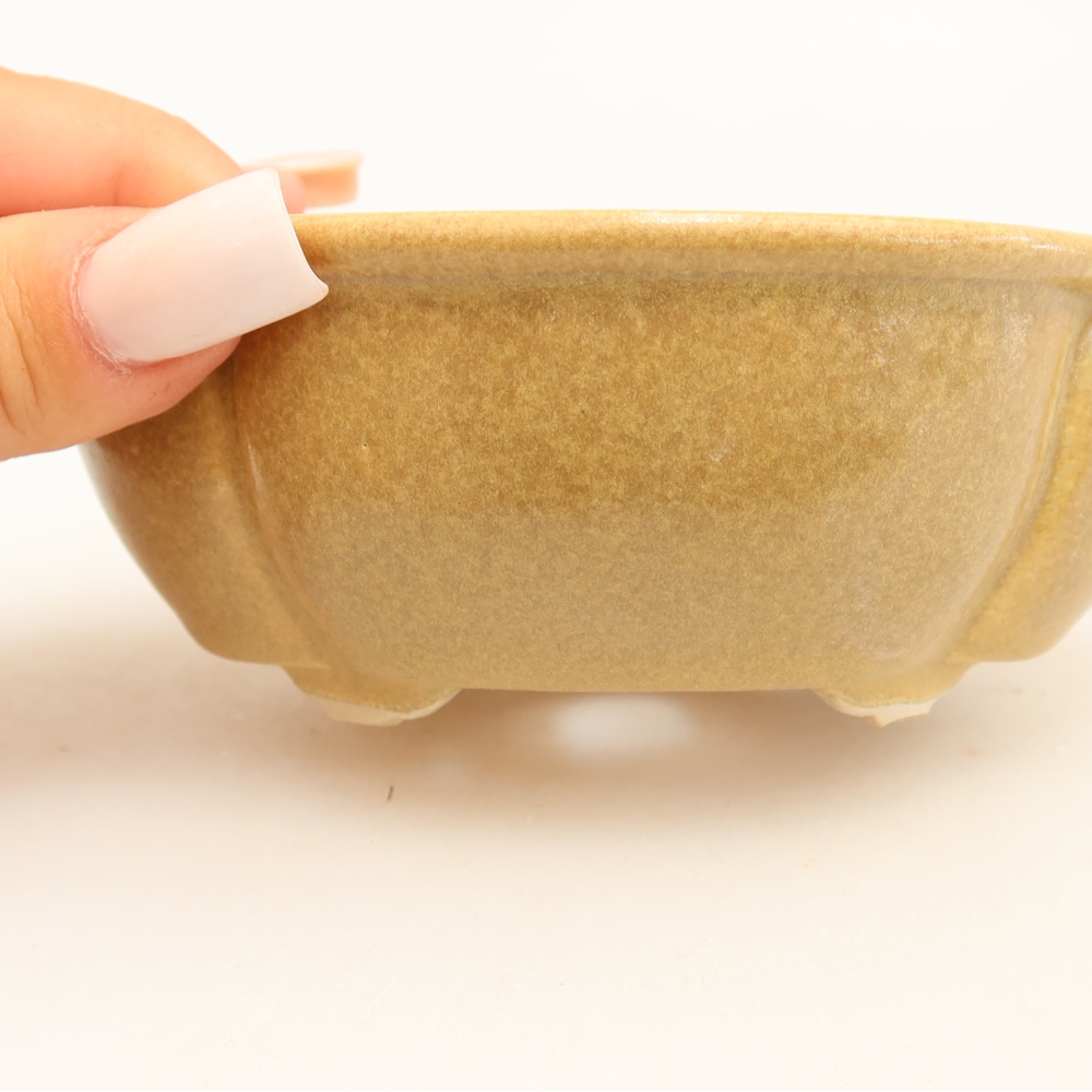 Keramik-Bonsai-Schale, 12,5 x 10,5 x 4,5 cm, Farbe: Beige