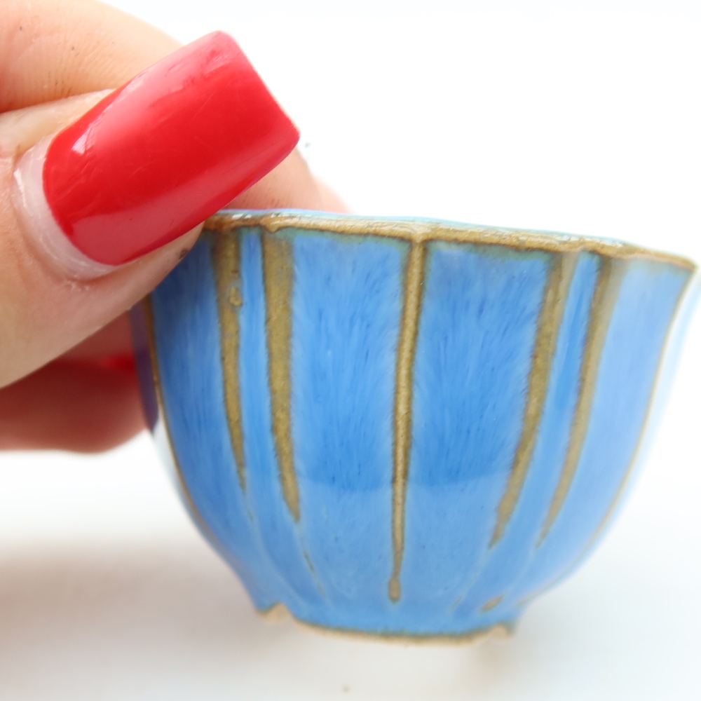 Keramik-Bonsai-Schale, 5,5 x 5,5 x 3,5 cm, Farbe: Blau