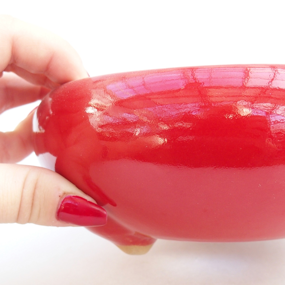 Bonsaischale aus Keramik 14,5 x 14,5 x 7 cm, Farbe rot