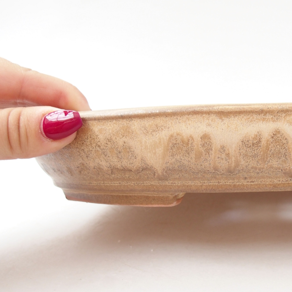 Keramik-Bonsaischale 24,5 x 20 x 4 cm, Farbe beige