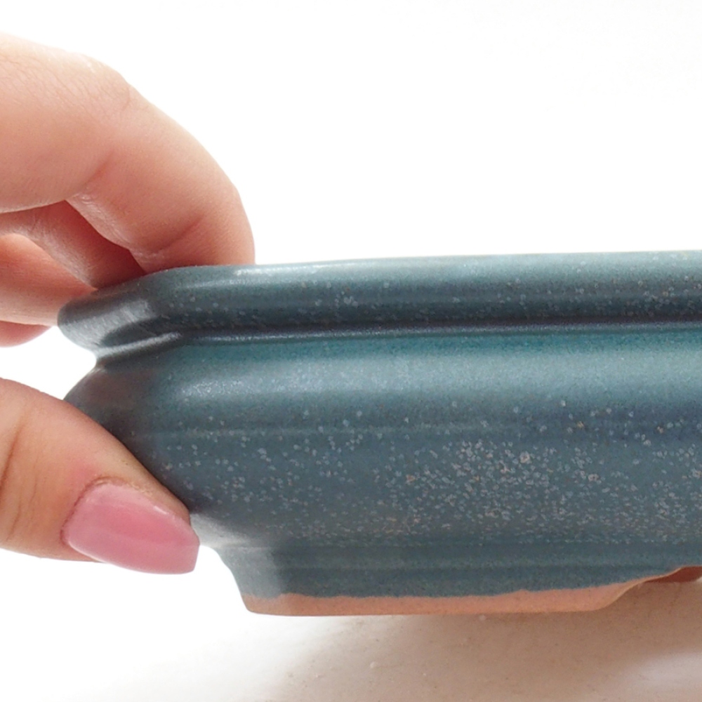 Keramik-Bonsaischale 19 x 13,5 x 4,5 cm, Farbe blau
