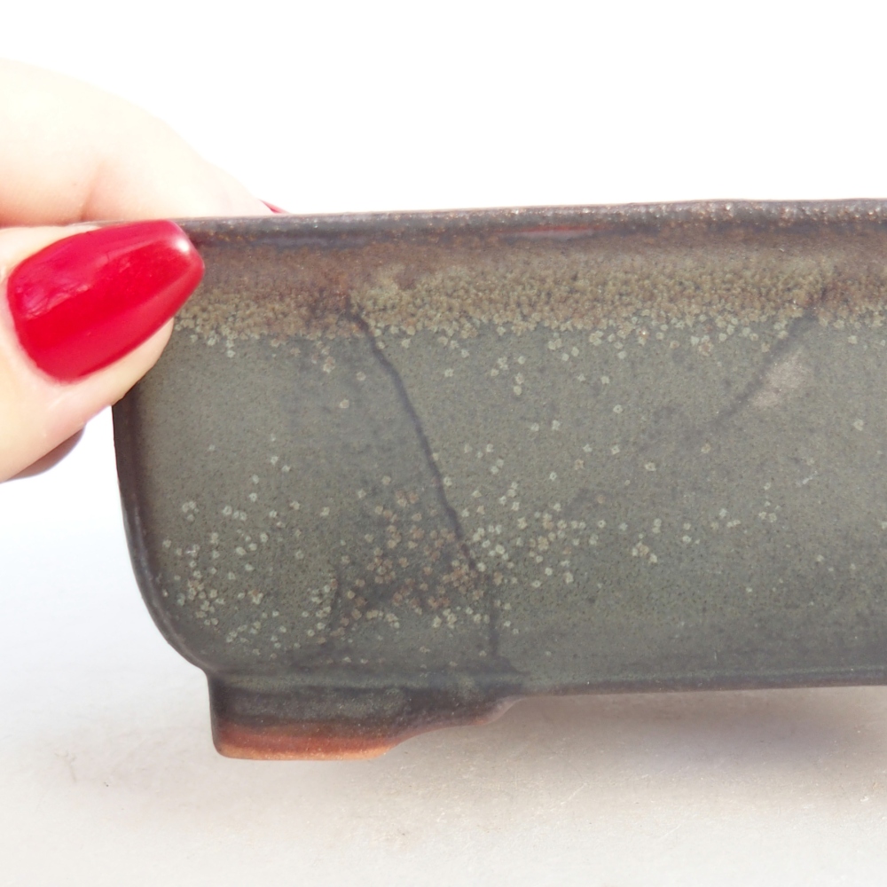 Bonsaischale aus Keramik 12 x 9,5 x 5 cm, grau