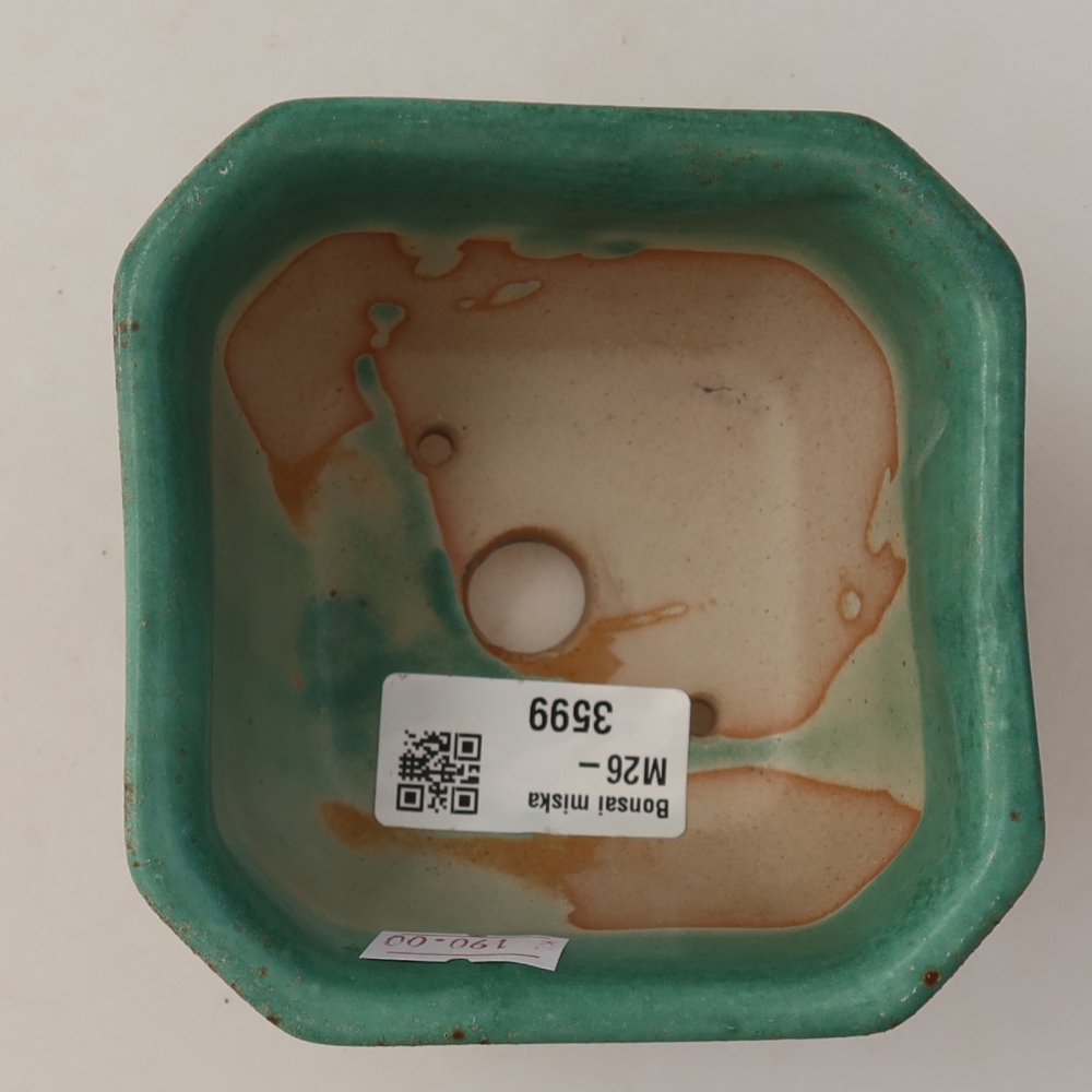 Keramik-Bonsai-Schale 10 x 10 x 6,5 cm, Farbe: grün