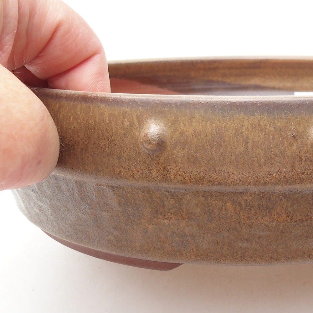 Bonsaischale aus Keramik 21 x 21 x 5,5 cm, braune Farbe