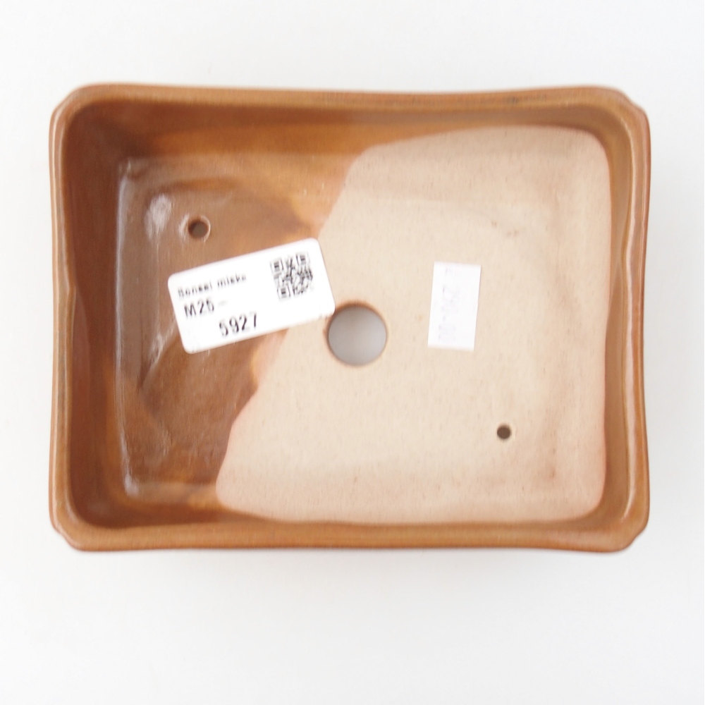 Keramik-Bonsaischale 14 x 11 x 4 cm, Farbe braun