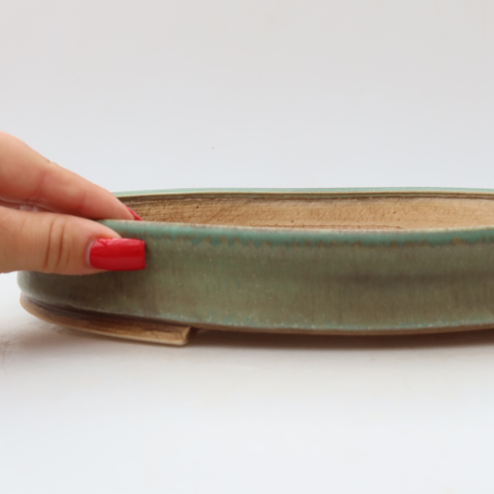 Bonsaischale aus Keramik 31 x 27 x 4,5 cm, grün