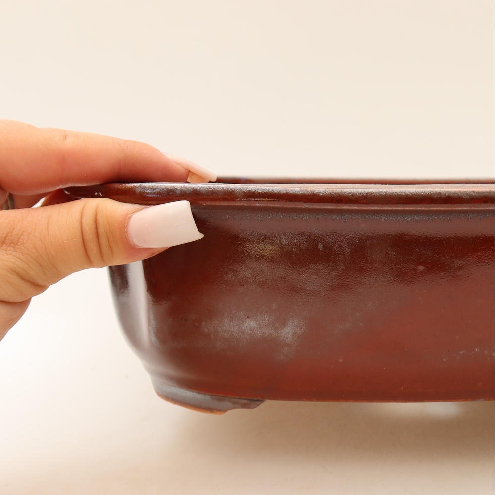 Keramik-Bonsai-Schale 24,5 x 21 x 7,5 cm, Farbe: rot