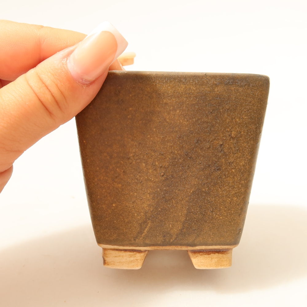 Bonsaischale aus Keramik 7,5 x 7,5 x 7,5 cm, braun