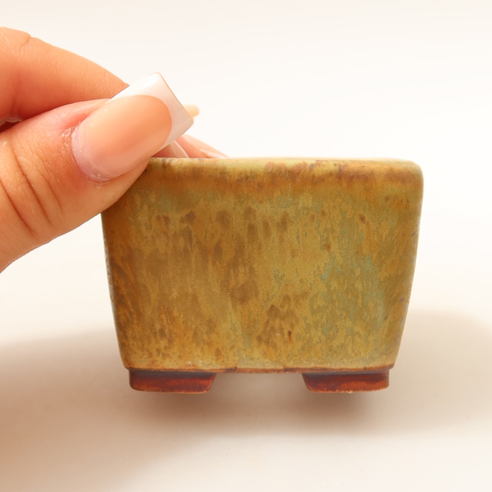 Bonsaischale aus Keramik 6,5 x 6,5 x 4,5 cm, grün