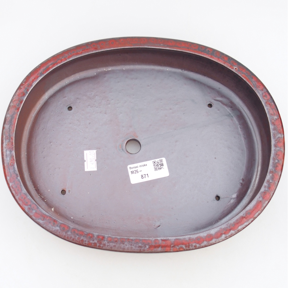 Bonsaischale aus Keramik 26,5 x 21 x 5 cm, Farbe rot