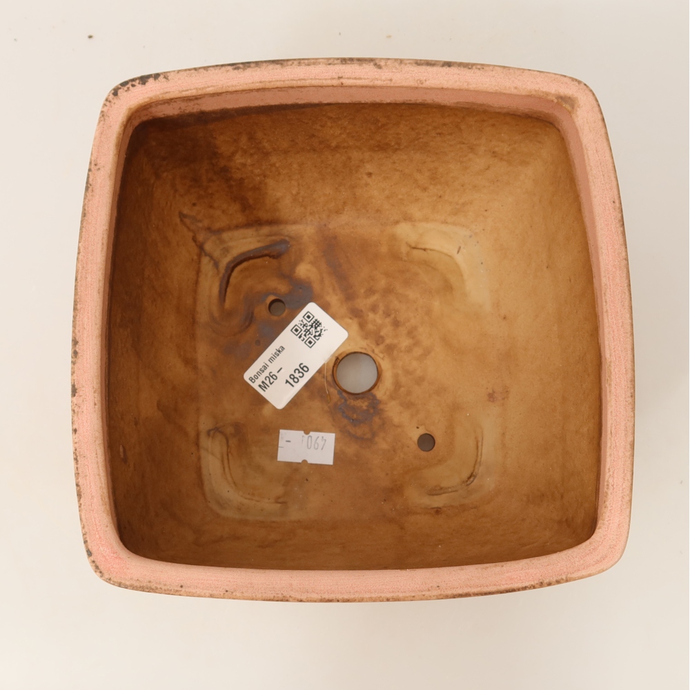 Keramik-Bonsai-Schale, 16,5 × 16,5 × 9,5 cm, Farbe: Rosa