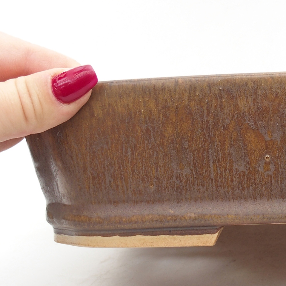 Keramik-Bonsaischale 24,5 x 21 x 6  cm, Farbe braun