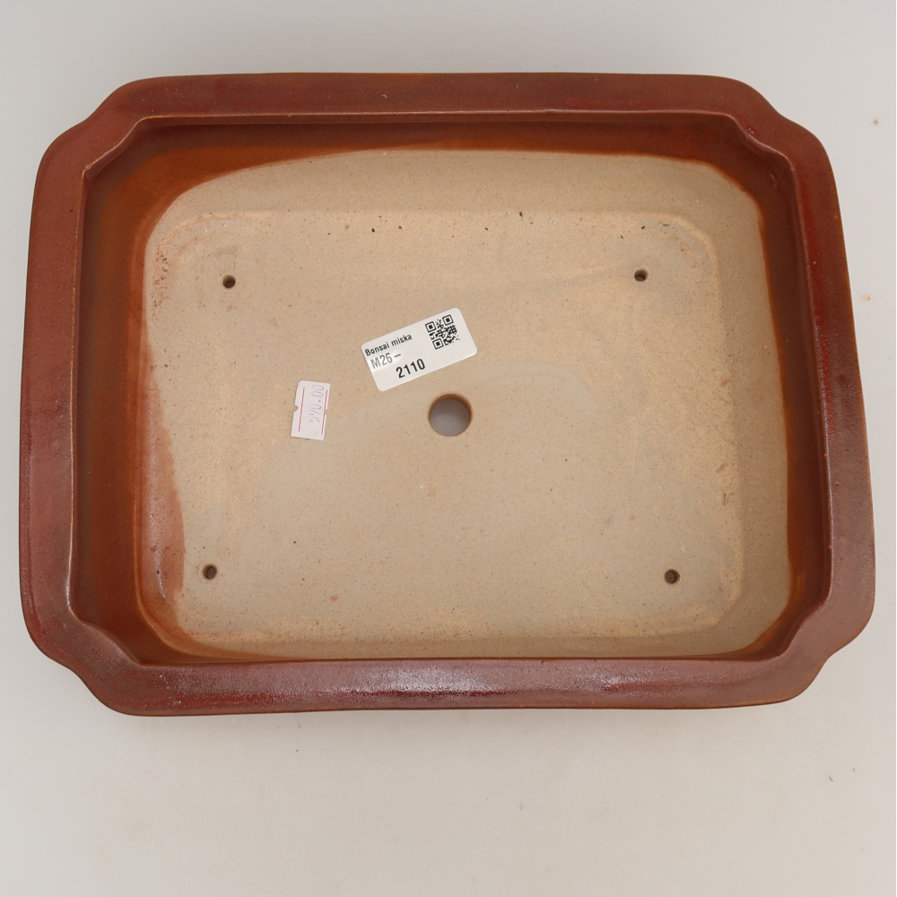 Keramik-Bonsai-Schale 27,5 x 21,5 x 7 cm, Farbe: weinrot