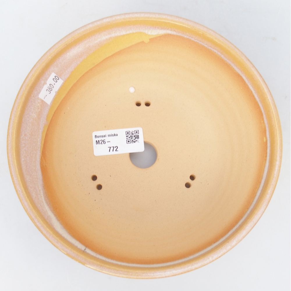 Bonsaischale aus Keramik 18,5 x 18,5 x 6,5 cm, Farbe braun-gelb