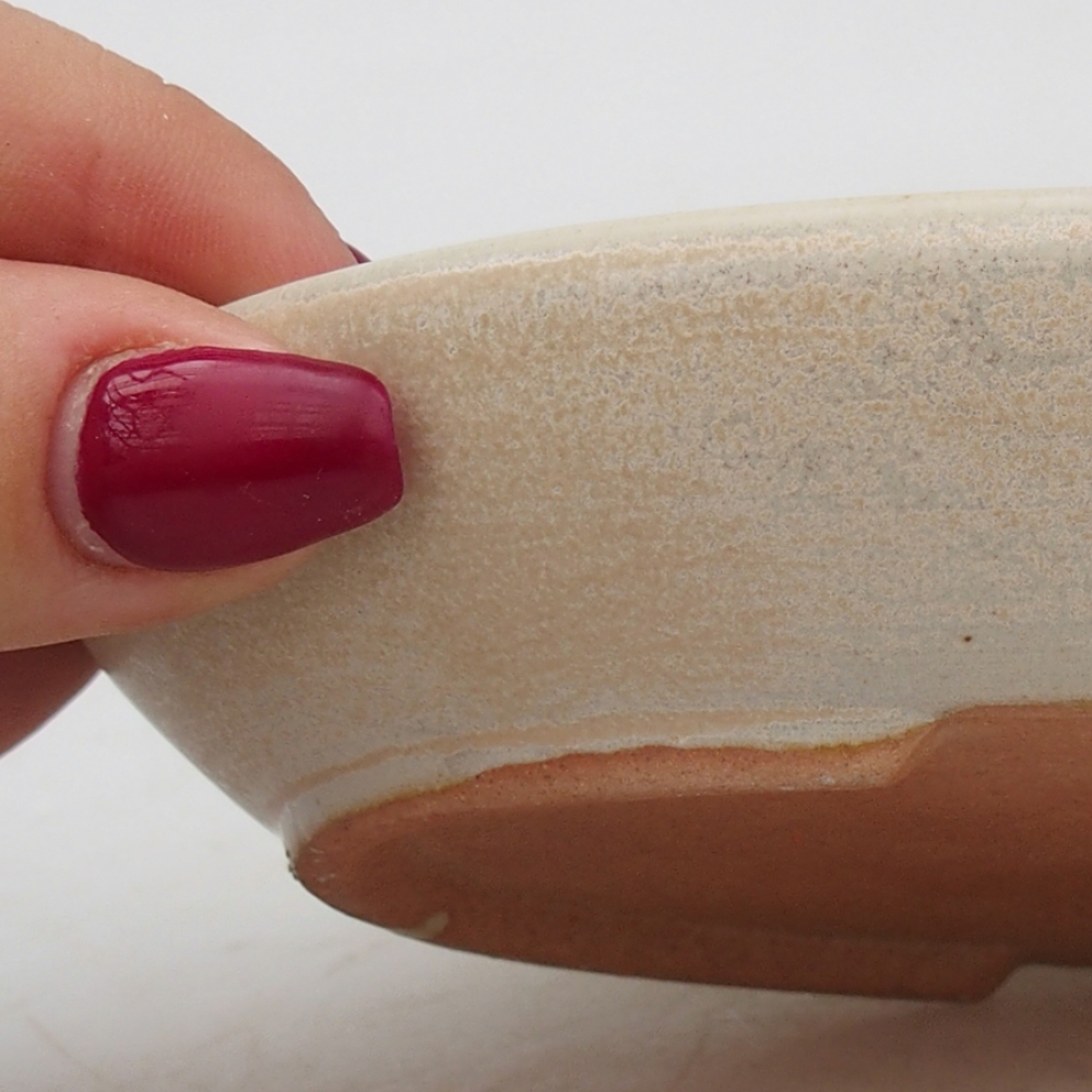 Keramik-Bonsaischale 15,5 x 11 x 2,5 cm, Beige Farbe