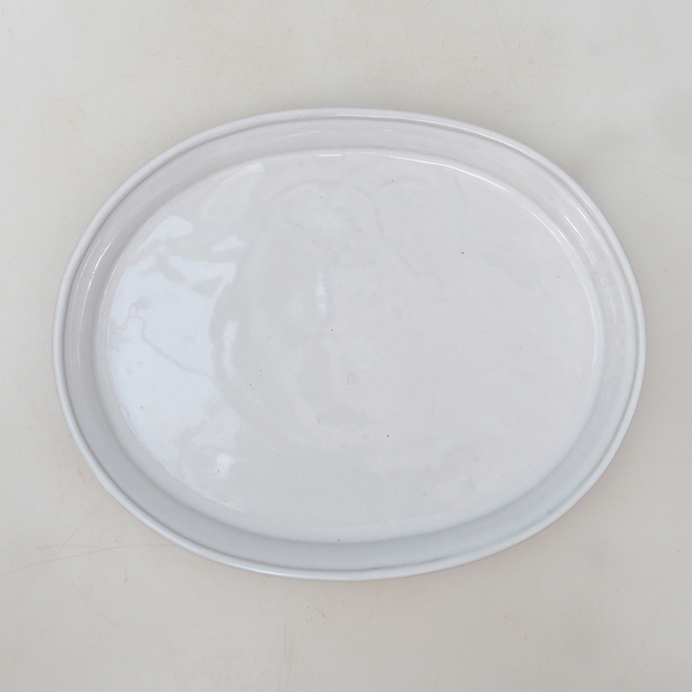 Bonsai-Schale oval M – 22,5 x 18 x 1,5 cm – weiß