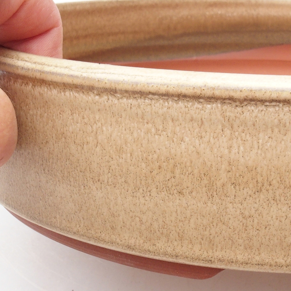 Keramik-Bonsaischale 25 x 25 x 6 cm, Farbe Beige