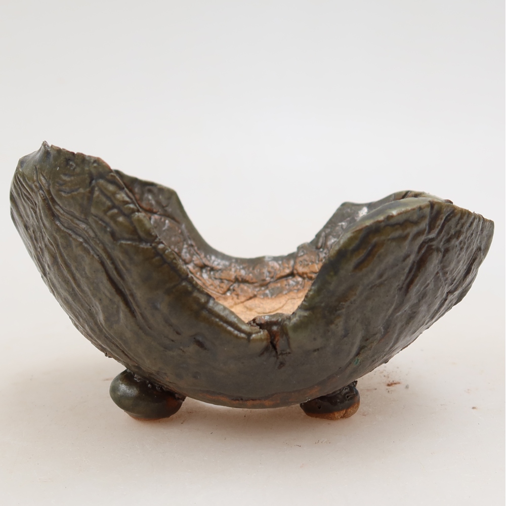 Keramikschale  10,5 x 8,5 x 6 cm, Farbe: braun-grün