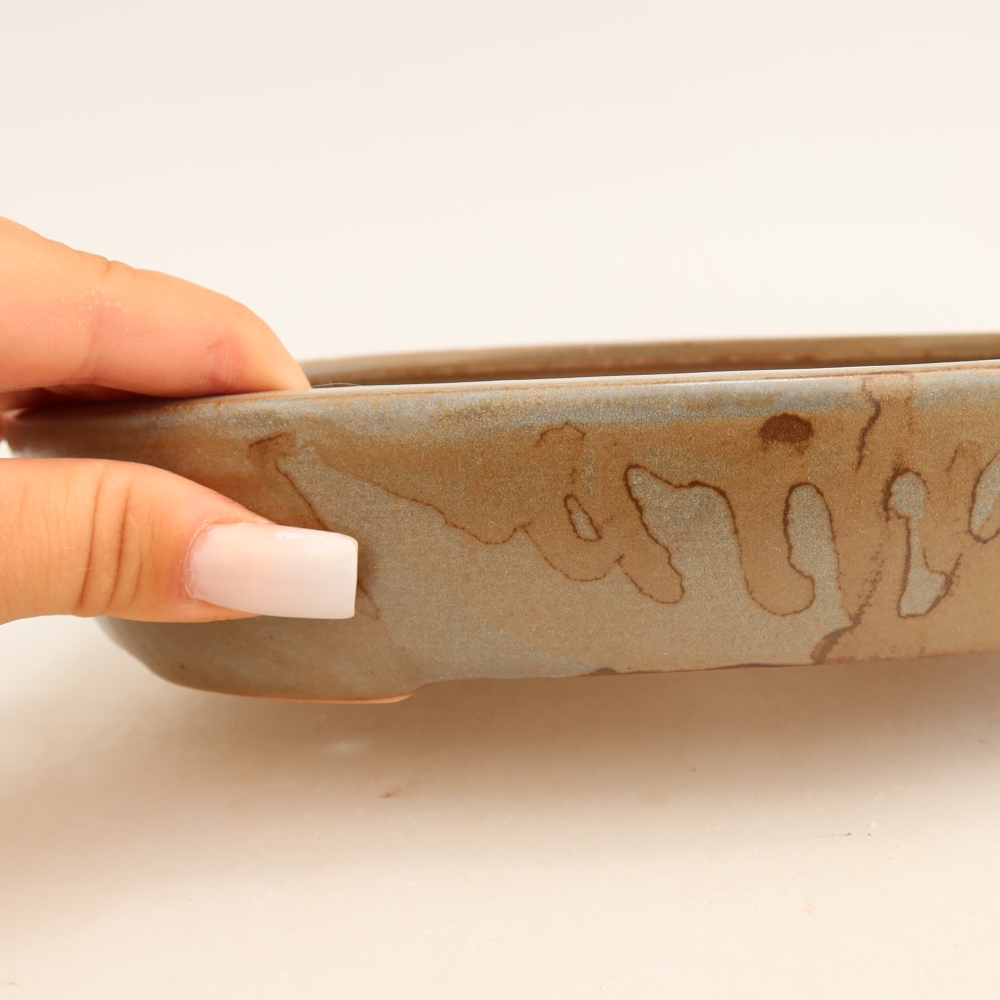 Keramik-Bonsai-Schale 22 x 17 x 4 cm, Farbe: braun-blau