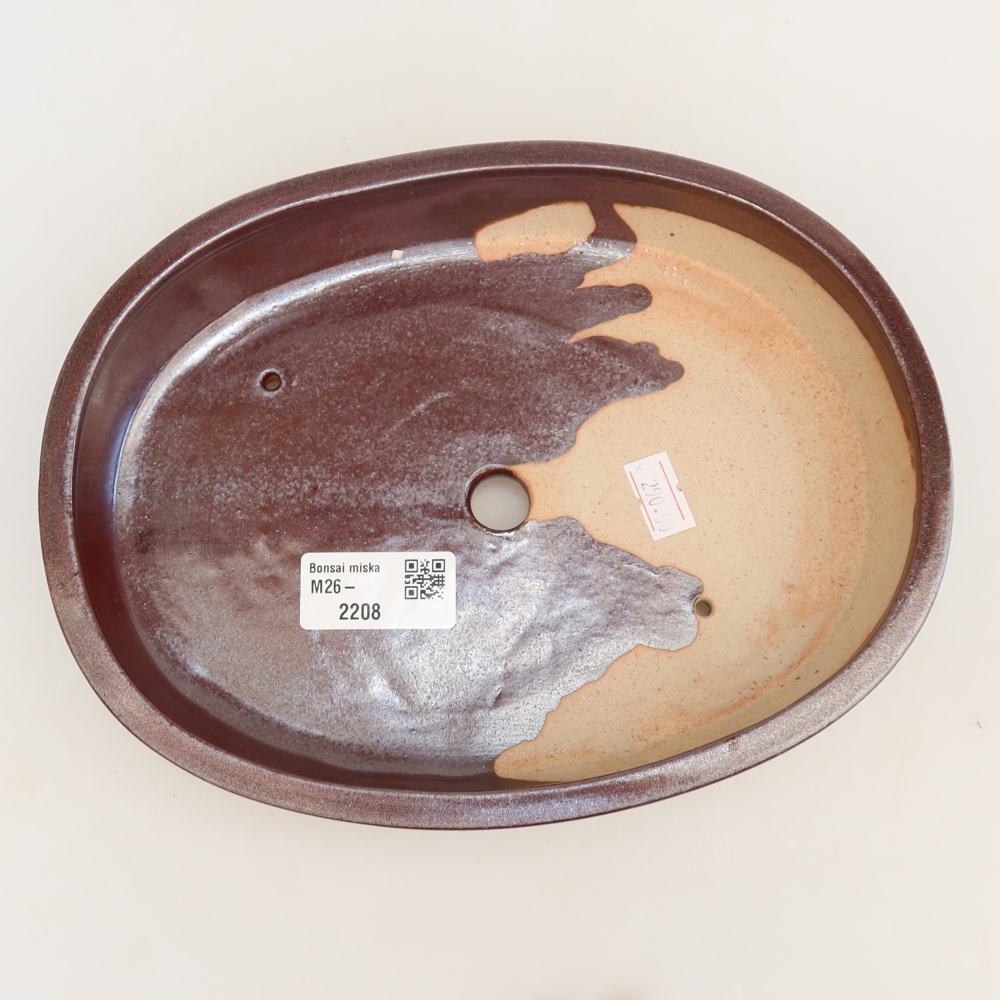 Keramik-Bonsai-Schale 22 x 17 x 4 cm, Farbe: weinrot