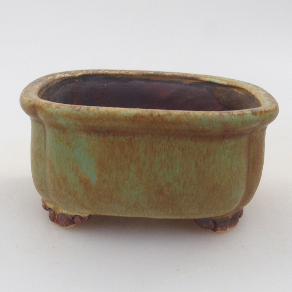 Bonsaischale aus Keramik 7,5 x 7,5 x 3,5 cm, Farbe Grün