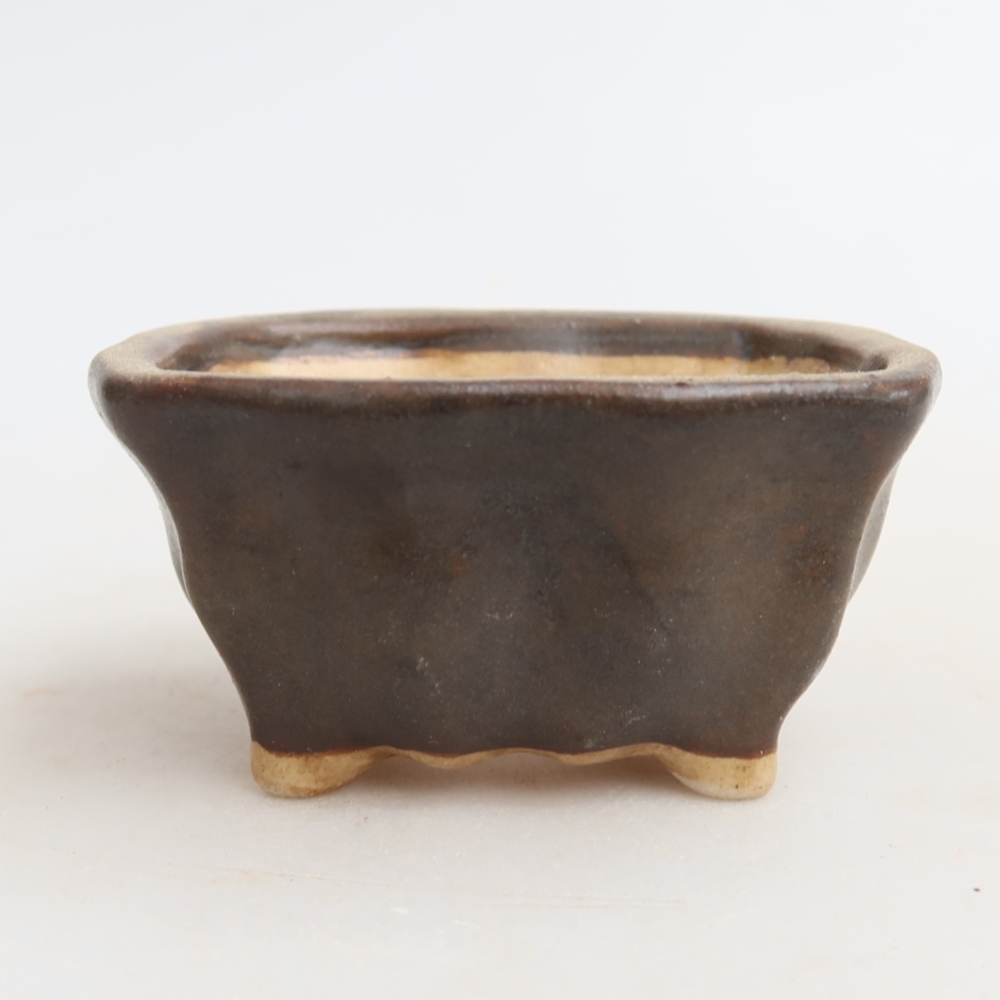 Bonsaischale aus Keramik 7 x 7 x 3,5 cm, braun