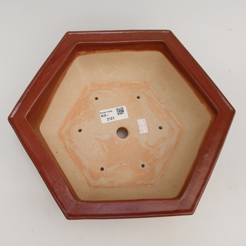 Keramik-Bonsai-Schale 28 x 24,5 x 9 cm, Farbe: weinrot