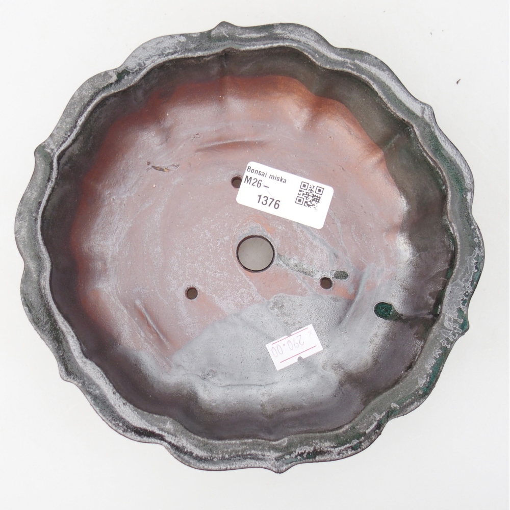 Bonsaischale aus Keramik 18 x 18 x 5 cm, grün-metallic
