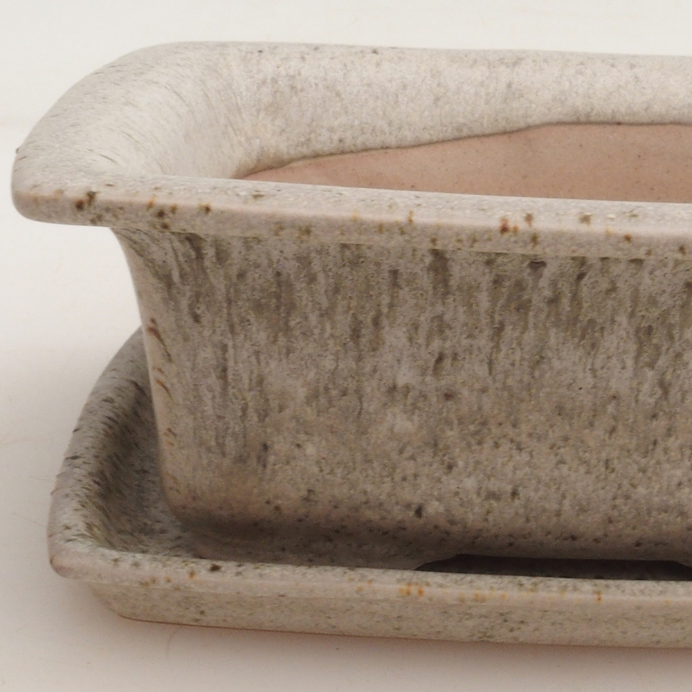Bonsai-Schale + Untertasse H11 - 11,5 x 10 x 4 cm - Beige
