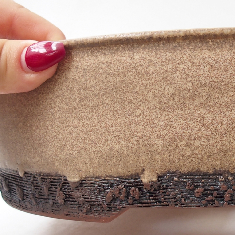 Keramik-Bonsaischale 24,5 x 24,5 x 7 cm, Farbe beige