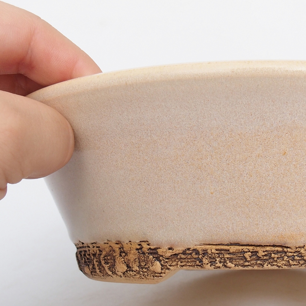 Bonsaischale aus Keramik 18,5 x 18,5 x 6 cm, Farbe beige
