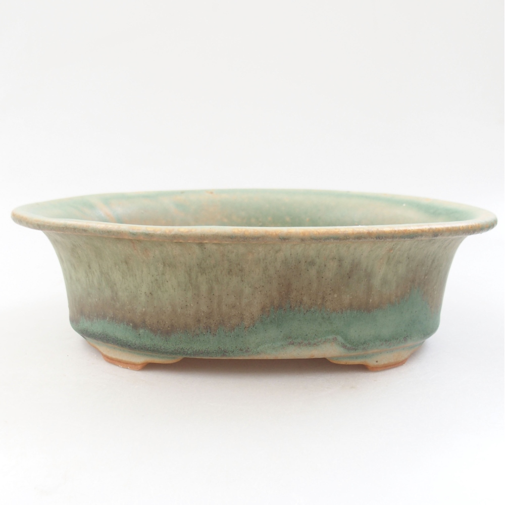 Keramik-Bonsaischale 22,5 x 18 x 6,5 cm, Farbe Grün