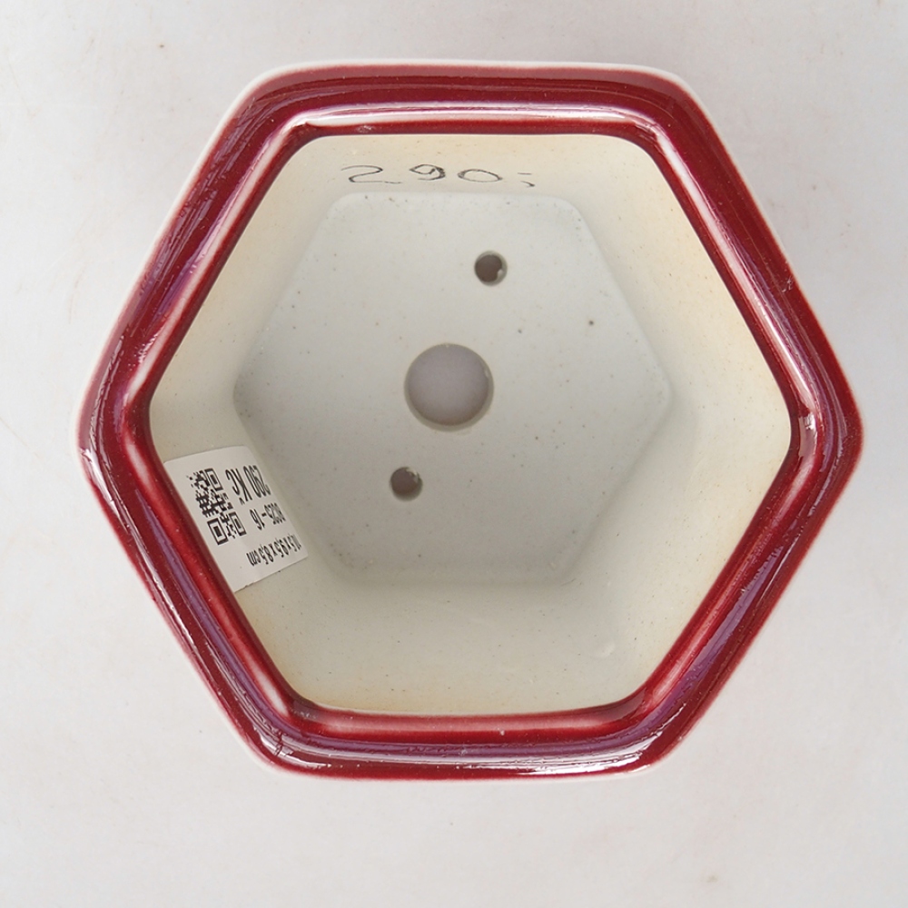 Keramik-Bonsaischale 10,5 x 9,5 x 8,5 cm, Farbe Rot
