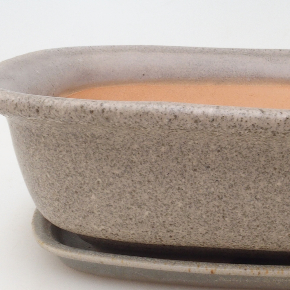 Bonsai-Schale + Unterschale H08 – 25 x 19,5 x 6 cm. – beige