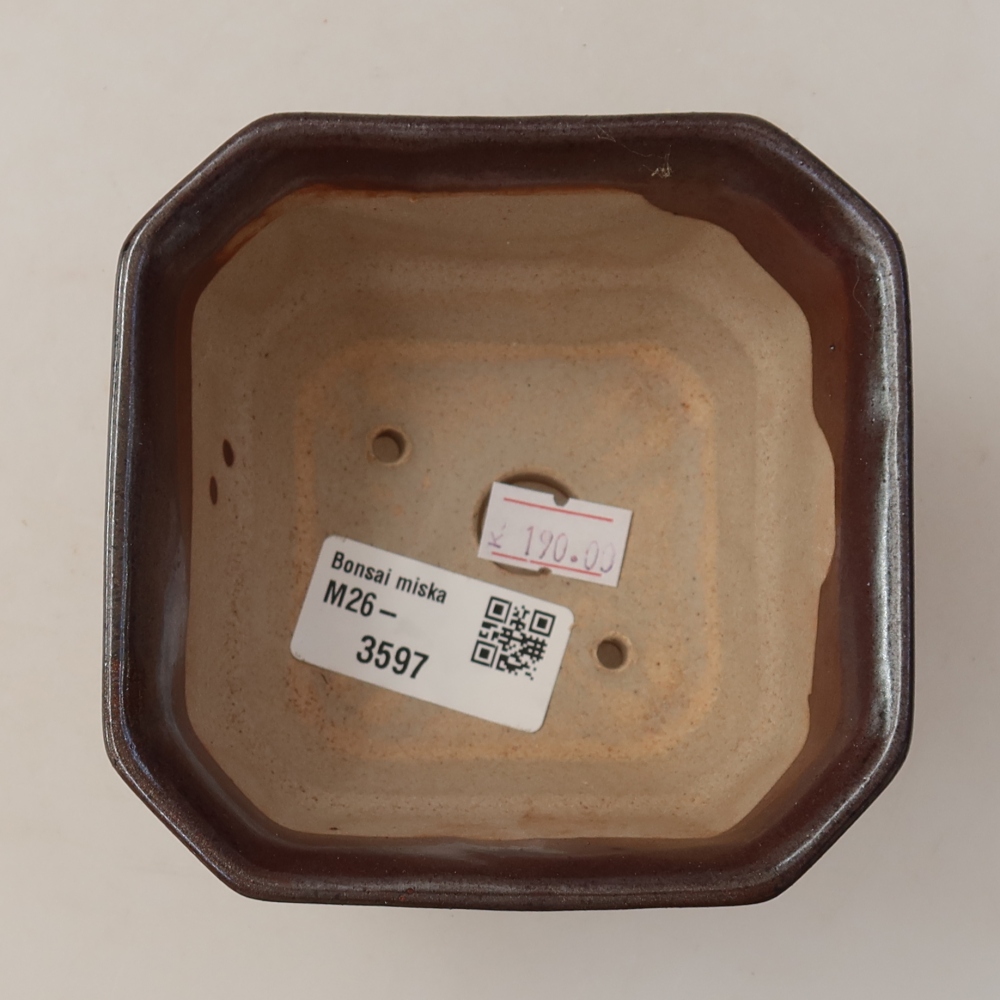 Keramik-Bonsai-Schale 10 x 10 x 6,5 cm, Farbe: braun