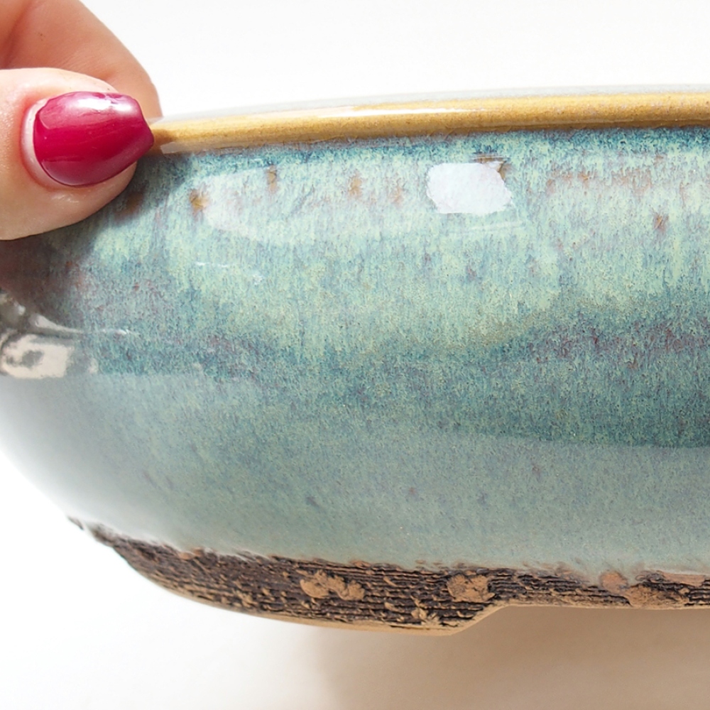 Keramik-Bonsaischale 27 x 27 x 7 cm, Farbe Grün