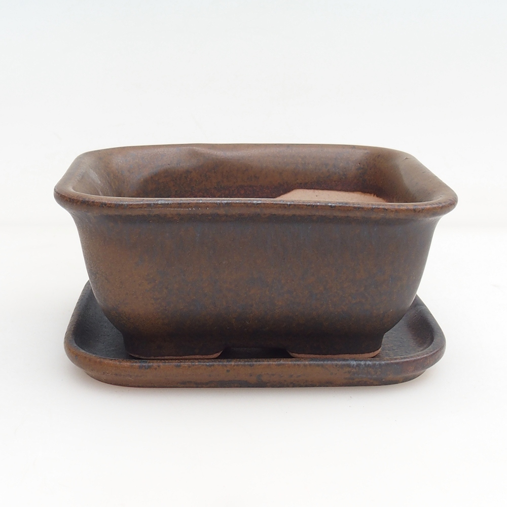 Bonsaischale + Untertasse H38 - 12 x 10,5 x 5 cm - braun