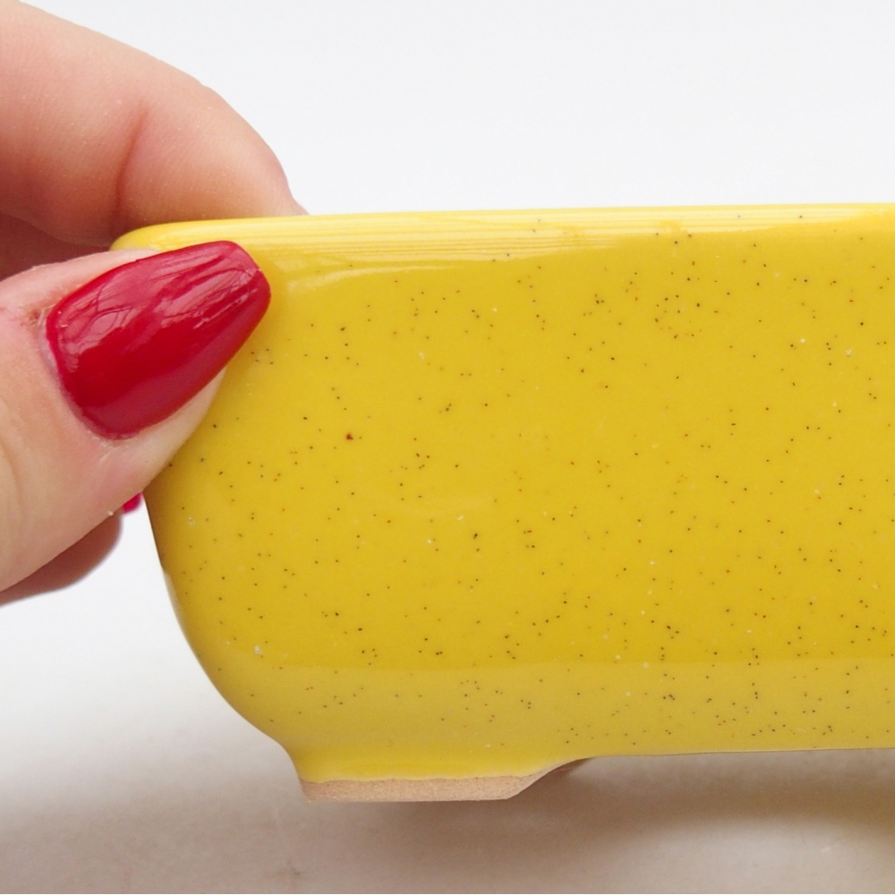 Bonsaischale aus Keramik 10,5 x 7,5 x 4,5 cm, gelb